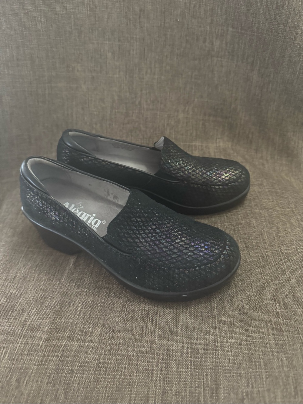 Alegria Emma metal rain size 36 leather loafer clogs
